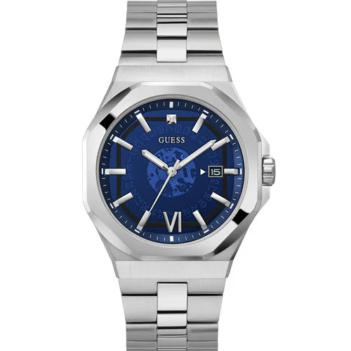 elegant wristwatches with diamond details -Guess Emperor Blue Dial Men 41.5mm GW0573G1