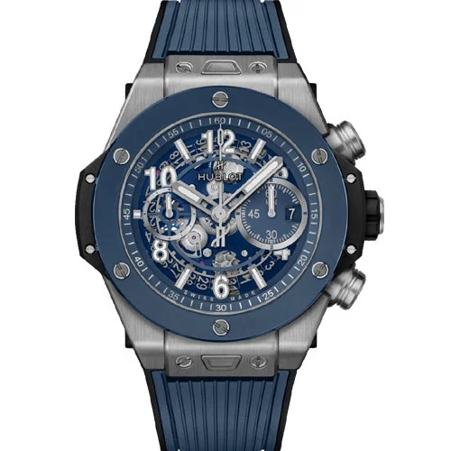 waterproof smartwatches for water sports -Hublot Big Bang Mat Blue Skeleton Dial Men 44mm 421.NL.5170.RX