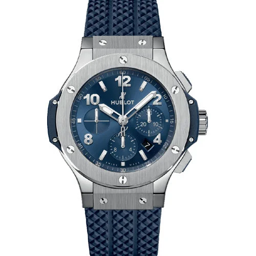 luxury watches with leather strap for women -Hublot Big Bang Original Steel Blue Blue Dial Men 44mm