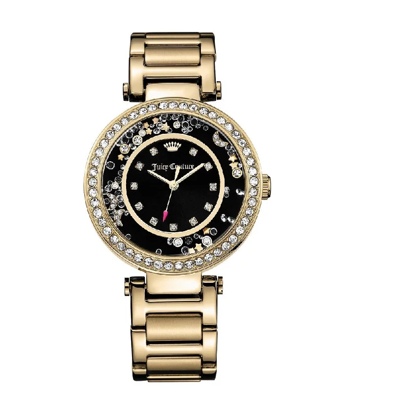 unique custom watches with personal engravings -Juicy Couture with 38X38 MM Black Watch Band; 1901331