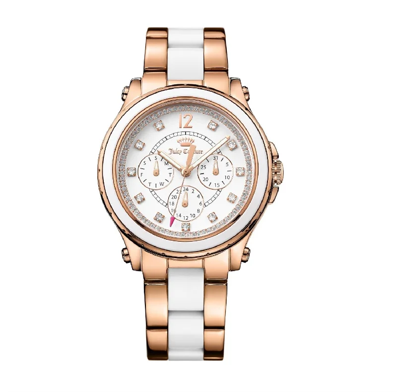 women’s watches with rose gold accents -Juicy Couture with 38X38 MM White Watch Band; 1901303