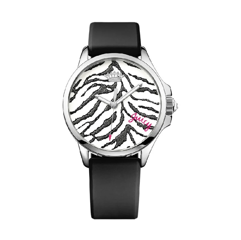 stylish women’s watches with leather bands -Juicy Couture with 40X40 MM Zebra Silicone Band Strap; 1901323