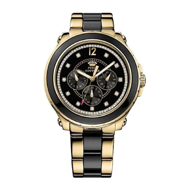 solar-powered watches for outdoor activities -Juicy Couture with 42X42 MM Black Watch Band; 1901129