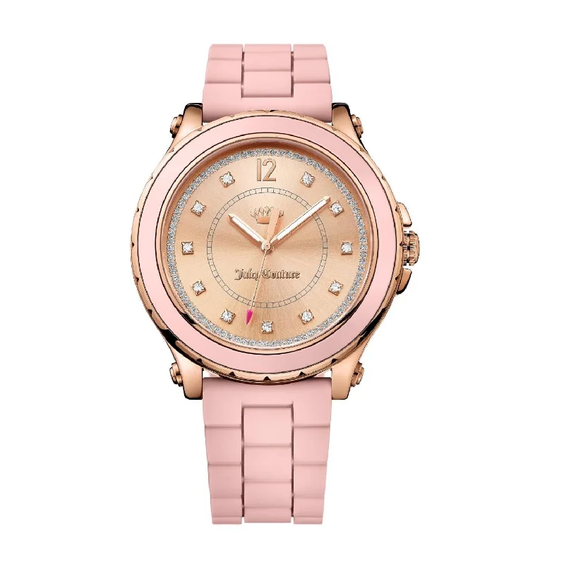 smartwatches for health and wellness tracking -Juicy Couture Watch with 42MM Dial and Pink Silicone Band Strap. 1901417