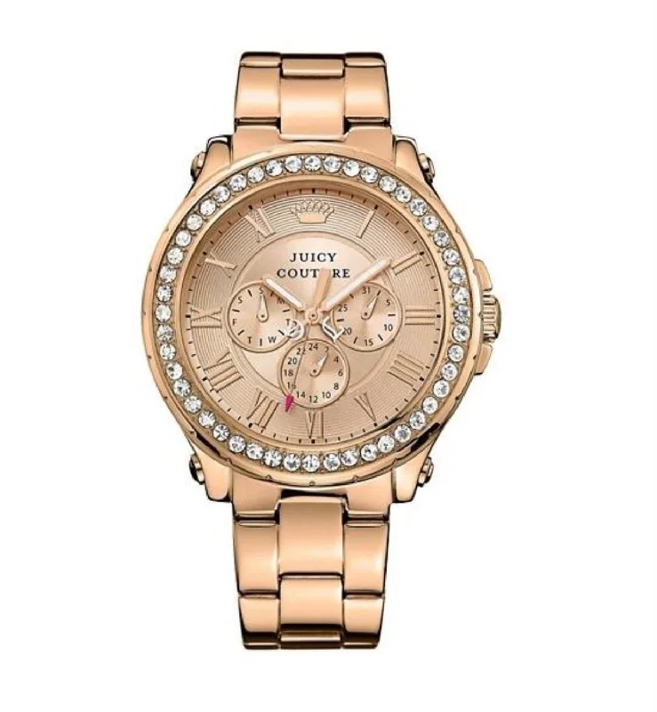 stylish smartwatches for men with touch screen -Juicy Couture with 42X42 MM Rosetone Watch Band; 1901083