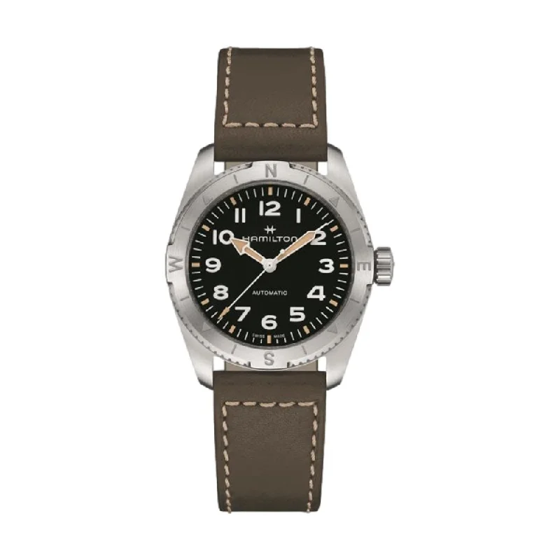 luxury gold watches with diamond accents -Khaki Expedition 37mm, Black on Strap