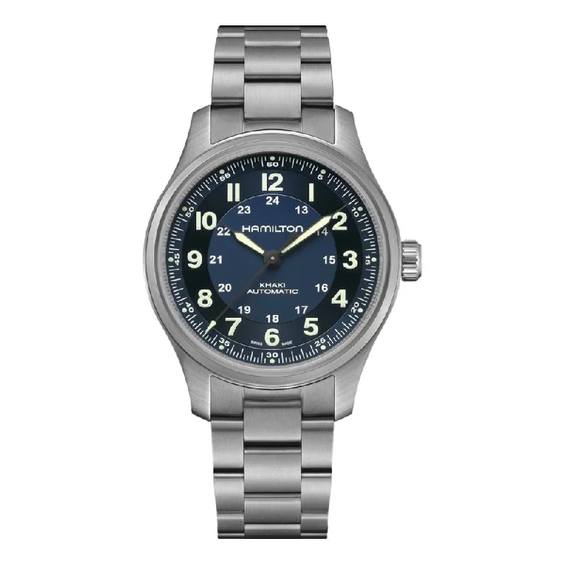 affordable watches for men with classic design -Khaki Field Titanium Auto Blue Dial 42mm