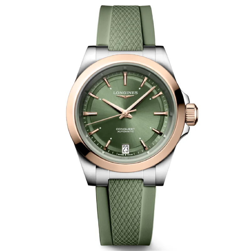 watches for men with built-in GPS -Longines Conquest Sunray Green Dial Men 34mm