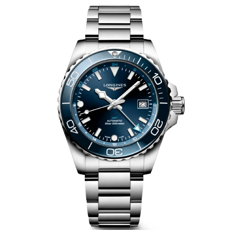 minimalist watches for women with slim design -Longines Hydroconquest Gmt Sunray Blue Dial Men 41mm