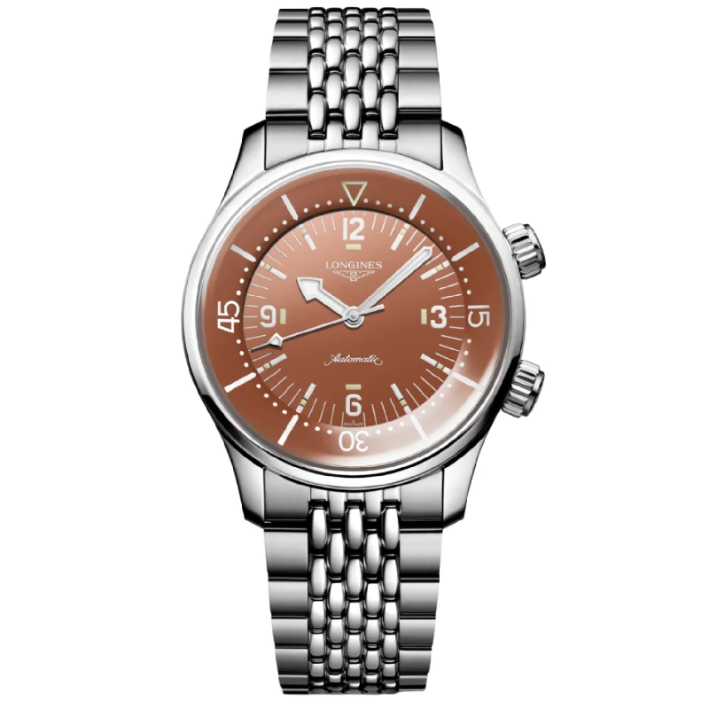 sports watches with rotating bezel for divers -Longines Legend Diver Terracotta Dial Men 39mm