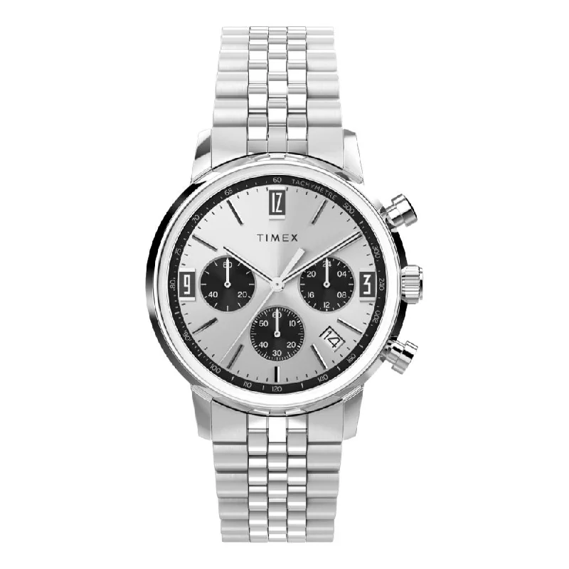 best men’s smartwatches with fitness features -Marlin Quartz Chrono 40mm Silver Dial