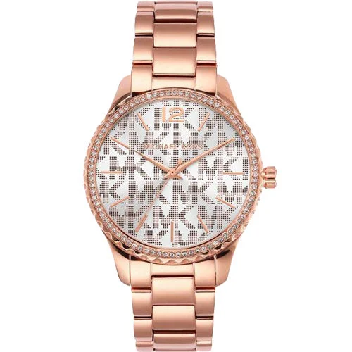 luxury watches with sapphire crystal and leather bands -Michael Kors Layton White Dial 38mm