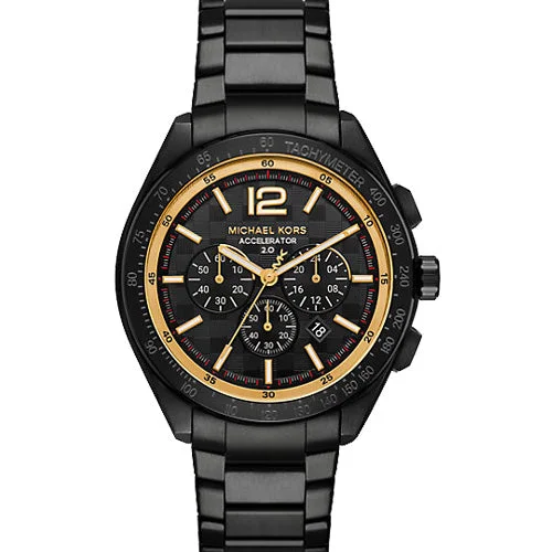 smartwatch with health monitoring and ECG -Michael Kors Oversized Accelerator 2.0 Black Dial Men 44mm MK9179