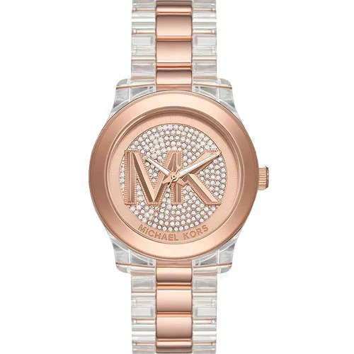 high-tech smartwatches for runners with GPS -Michael Kors Runway Pave & Rose Gold Dial 38mm