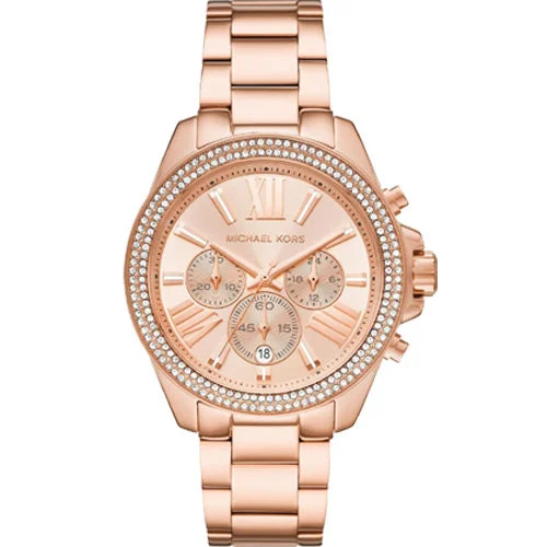 designer watches for women with classic designs -Michael Kors Wren Rose Gold Dial 42mm