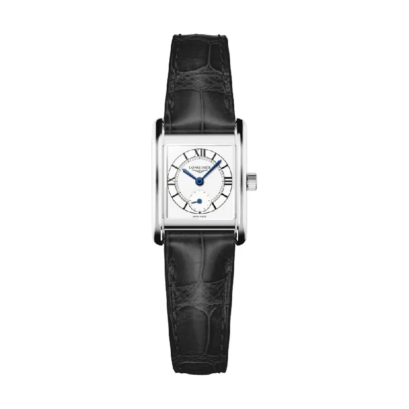 elegant dress watches with silver accents -Mini DolceVita Black Alligator Strap