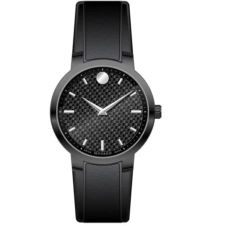 designer watches for professional women -Movado Gravity with Black Carbon Fiber Dial and Rubber Strap. 0606849