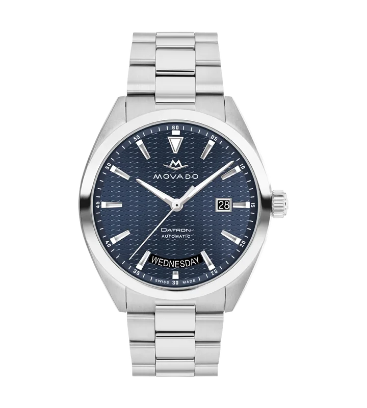 minimalist watches with clean and simple dials -Movado Heritage Series Navy Blue Dial Unisex 41MM