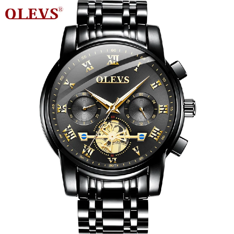 solar-powered watches for outdoor activities -Olevs Quality Waterproof Quartz Wrist Watch Men