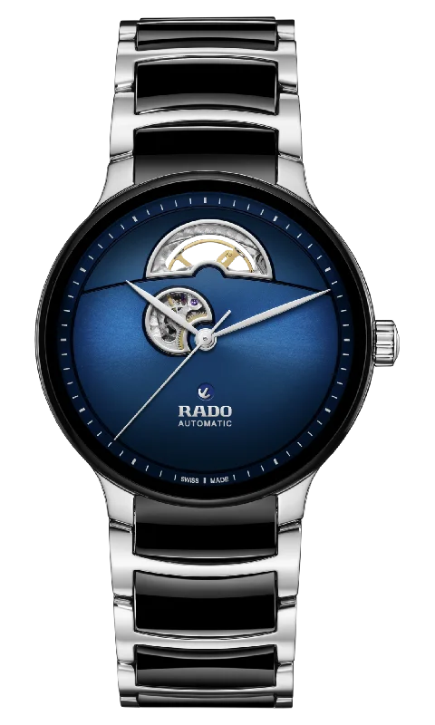 women’s watches with silver mesh band -Rado Centrix Black & Blue Dial Unisex 39.5mm