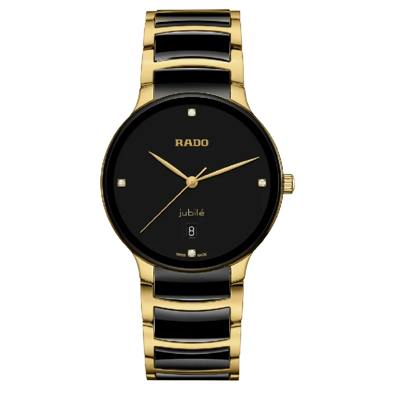 luxury gold watches with diamond accents -Rado Centrix Black Dial Unisex 39.5mm