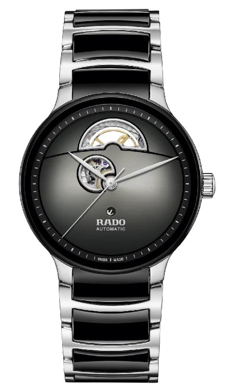 watches for men with digital display -Rado Centrix Black & Silver Dial Unisex 39.5mm