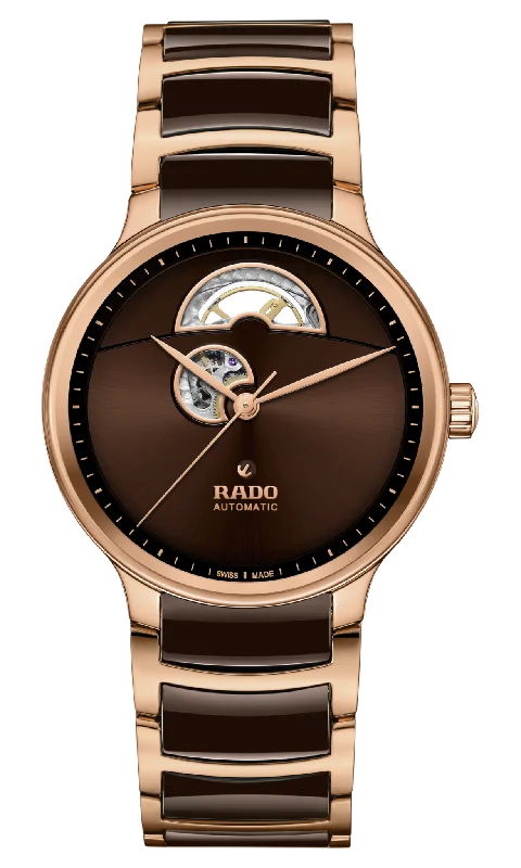 large dial watches for easy reading -Rado Centrix Brown Dial Unisex 39.5mm