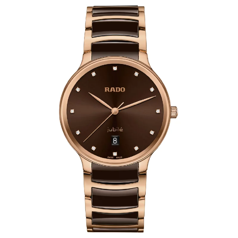 premium men’s watches with ceramic bezel -Rado Centrix Brown Dial Unisex 39.5mm