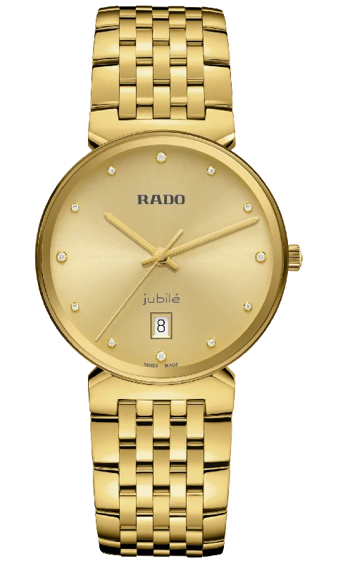 sporty smartwatches with GPS for hiking -Rado Florence Diamonds Golden Yellow Dial Unisex 38mm