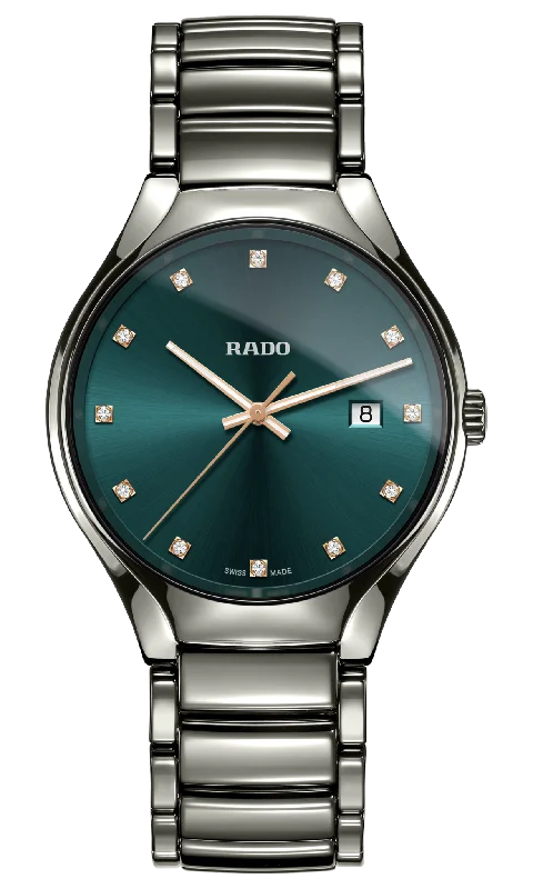 high-quality men’s watches with advanced movements -Rado True Round Diamonds Blue Dial Unisex 40mm