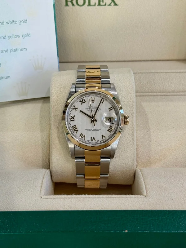 high-end women’s watches with gemstone details -2005 Rolex Datejust 36 16203