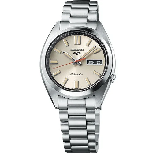 elegant dress watches with silver accents -Seiko 5 Sports Beige Dial Men 37.4mm SRPK91K1