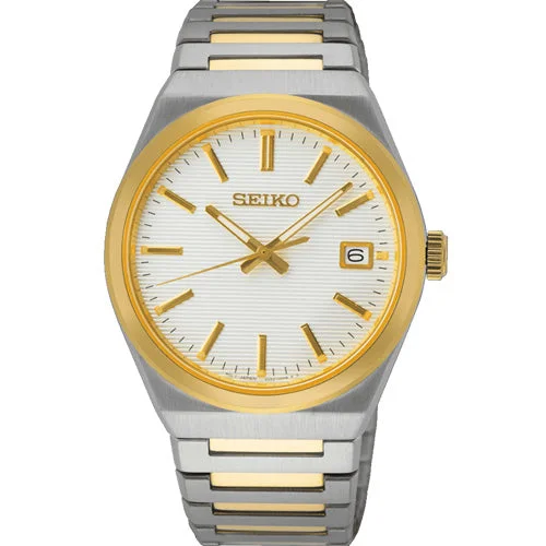 stylish leather watches for men with minimalist design -Seiko Classic White Dial Men 38.5mm SUR558P1