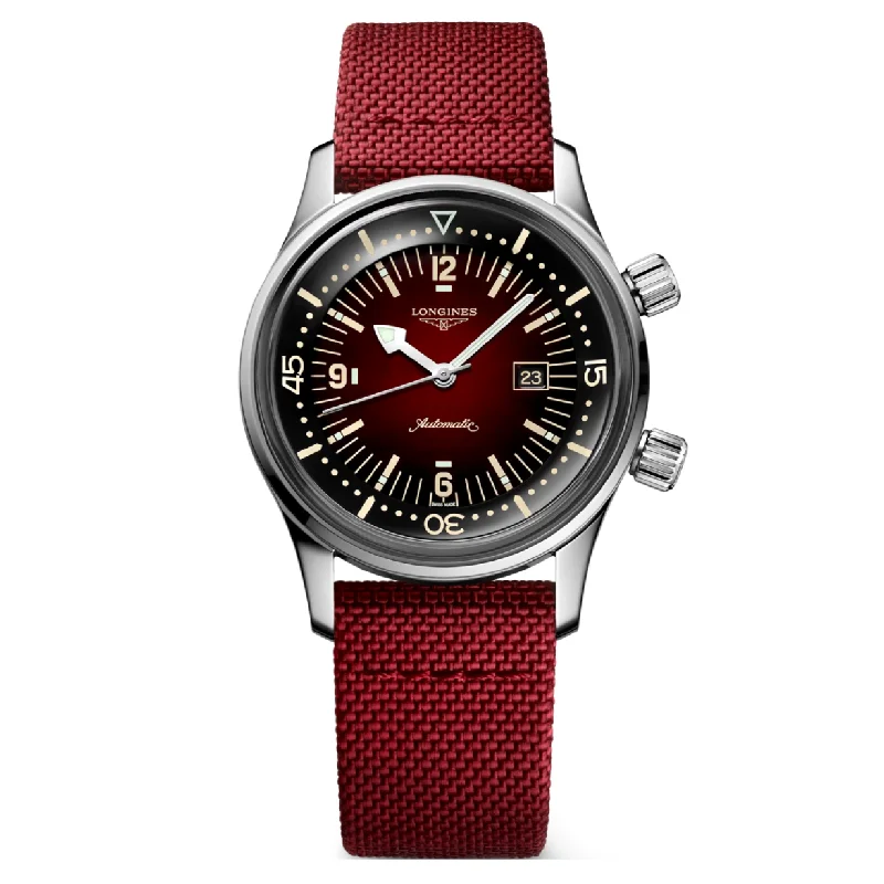 fashion watches for teenagers with trendy designs -Longines Legend Diver Watch Bordeaux Dial UNISEX 36mm