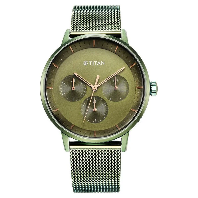 casual sporty watches for outdoor adventures -Titan Modern Classics Green Dial Quartz Multifunction Stainless Steel Strap Watch For Men