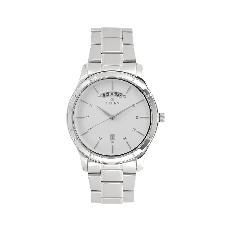 watches for men with automatic movement and date -Titan Neo Analog White Dial Men's Watch-NN1767SM01