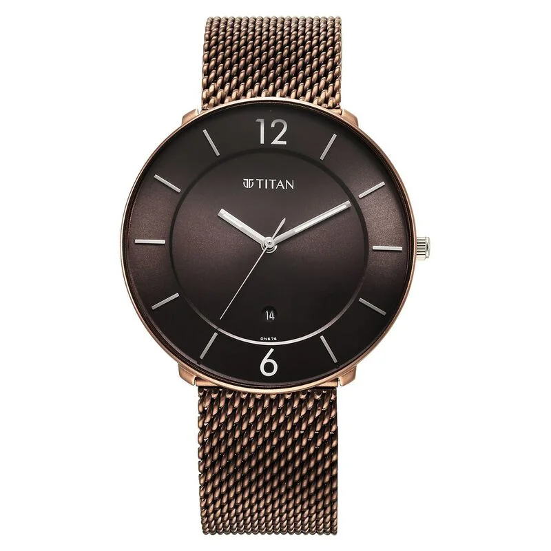 stylish women’s watches for casual outfits -Titan Neo Splash Quartz Analog With Date Brown Dial Stainless Steel Strap Watch For Men