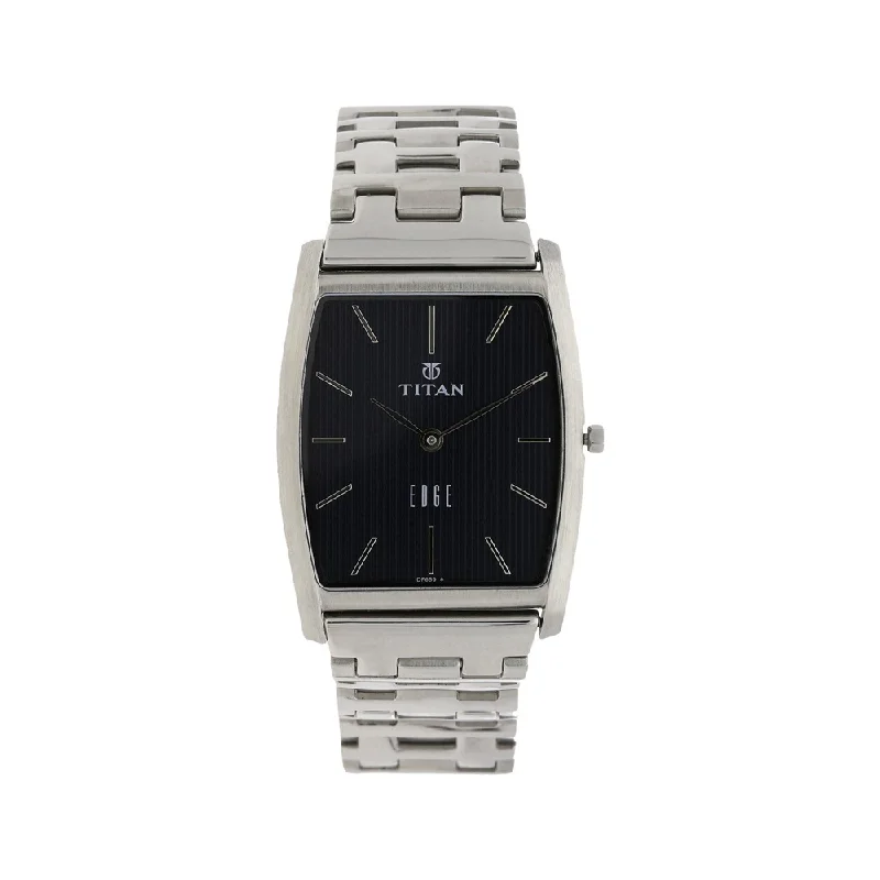 quartz watches with stainless steel band for men -Titan NH1044SM15A Edge Analog Watch For Men