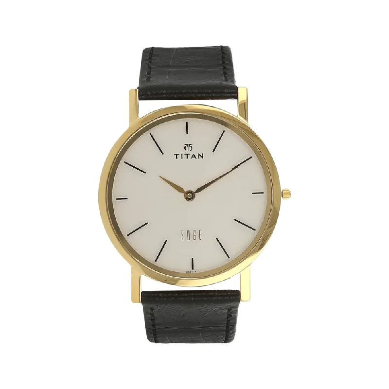 vintage-inspired watches with leather straps -Titan NL1595YL01 Edge Analog Watch For Men