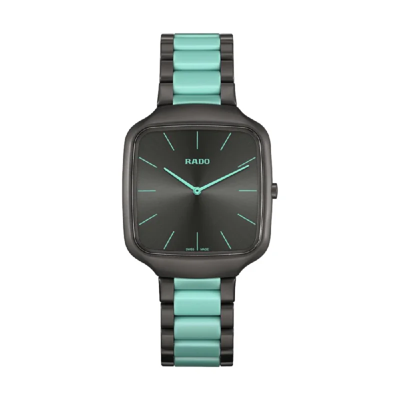 men’s watches with leather and rubber straps -True Square Thinline Les Couleurs Le Corbusier Grey Dial